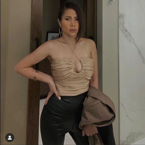 ZARA SATIN EFFECT DRAPED HALTER TOP - Picture 5 of 12